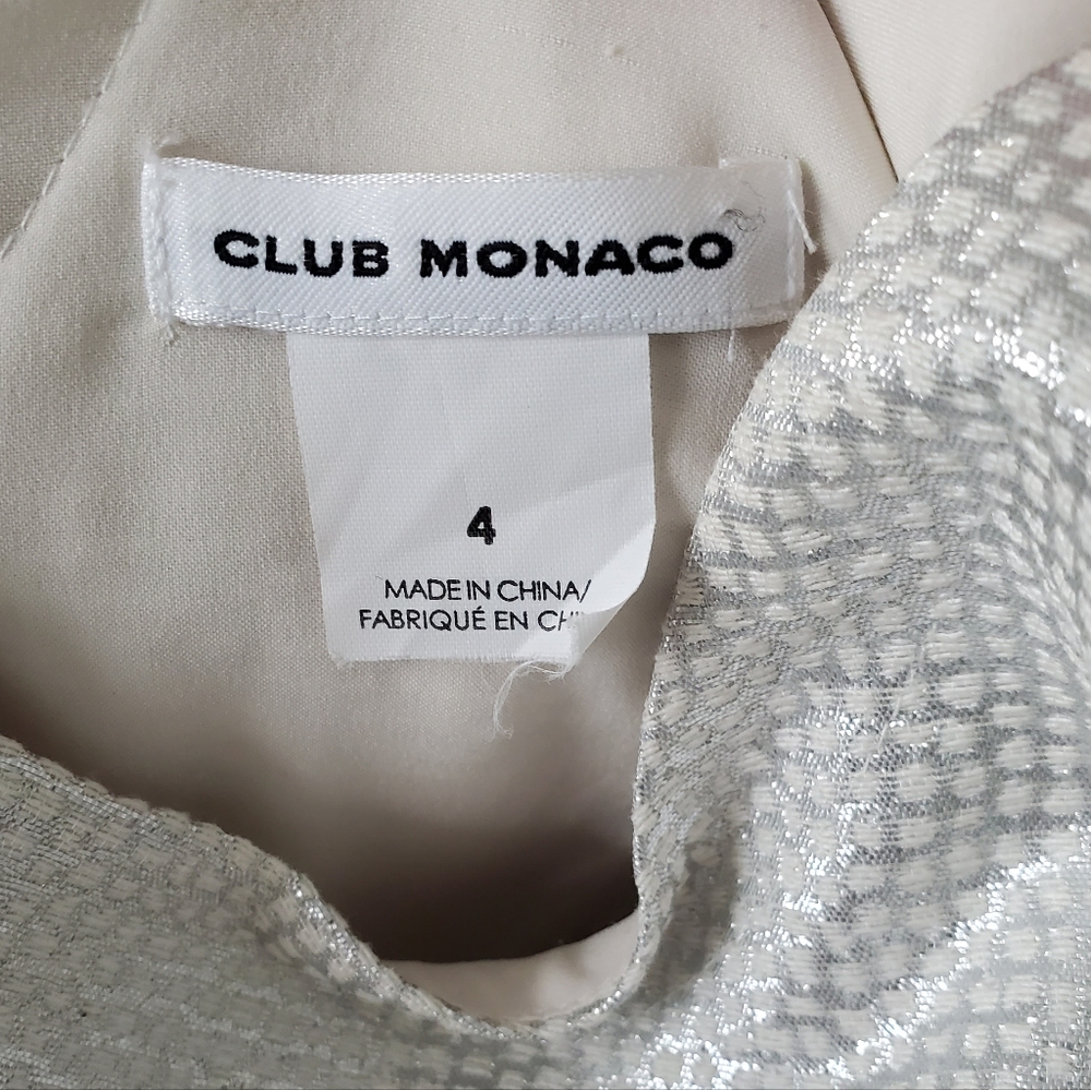 Club Monaco Shimmering Silver Mini Dress Sz 4 - Picture 5 of 5